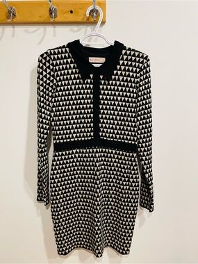 Eve Gravel Black and Cream Patterned Dress